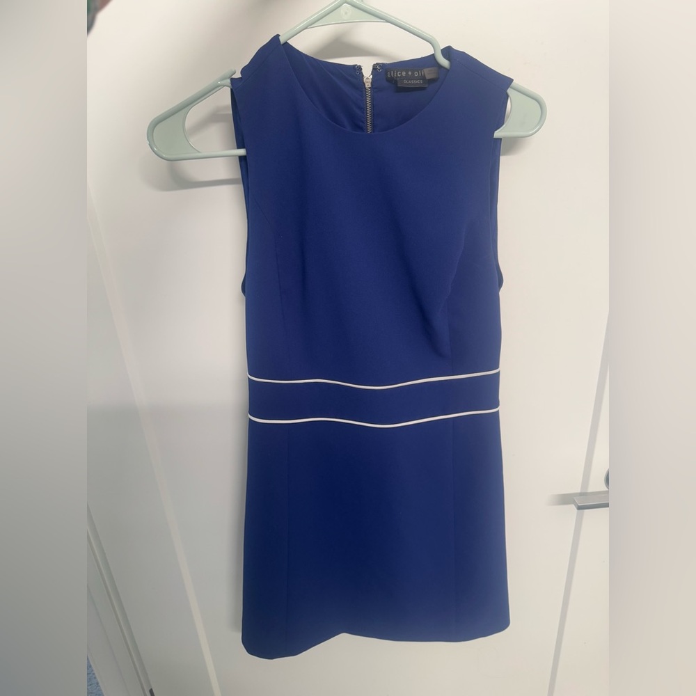 Alice + Olivia Royal Blue Mini Dress with White Trim
